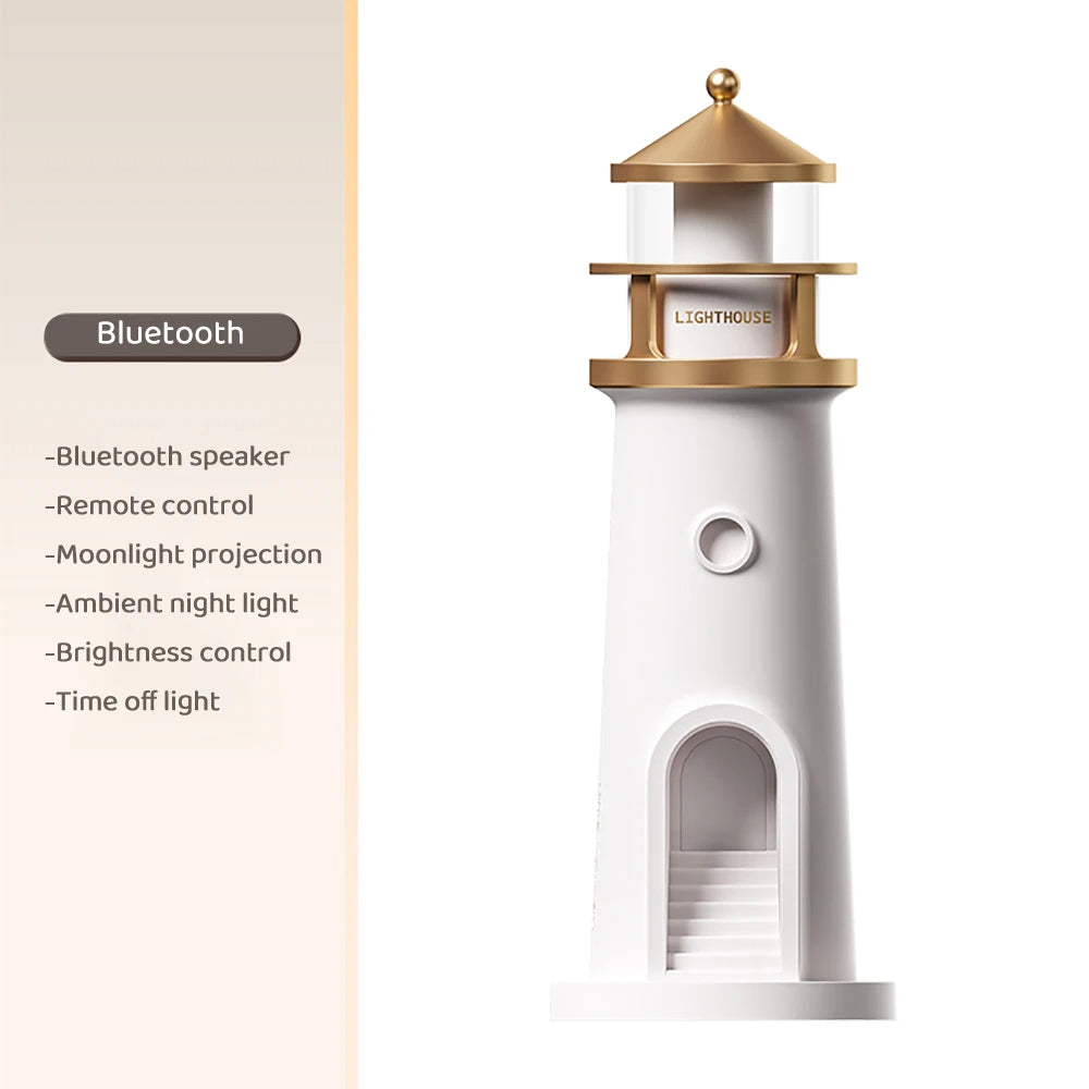 Moon Projection Night Lights Lighthouse Ambient Lights Dimmable Bluetooth Music Motion Sensor Desktop Decor Light Christmas Gift