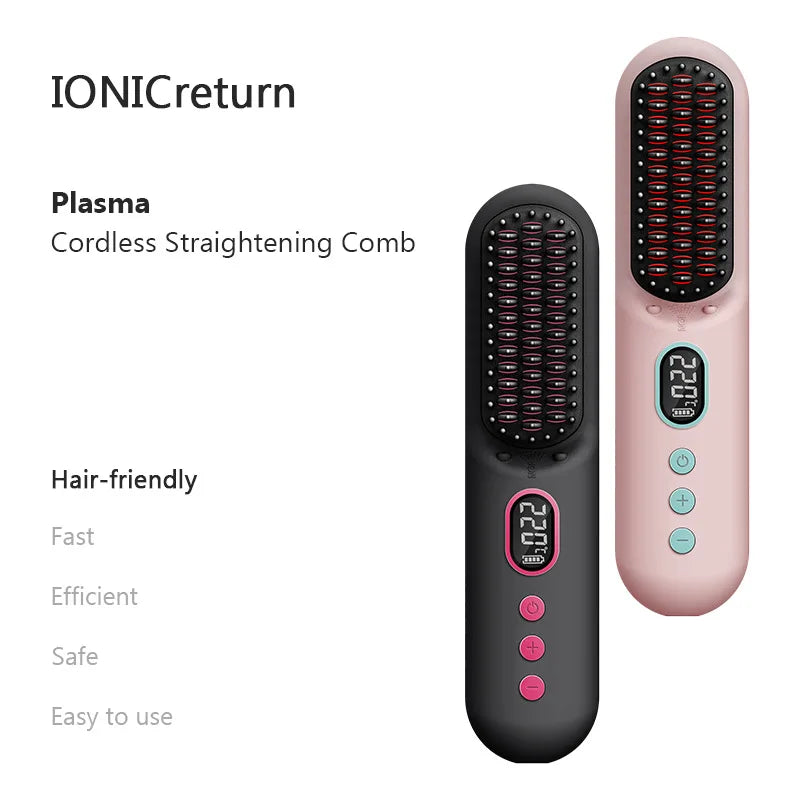 Cordless Portable Hair Straightener Brush with 9600mAh Battery