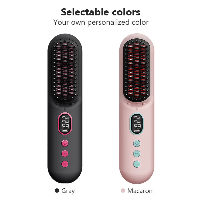 Cordless Portable Hair Straightener Brush with 9600mAh Battery